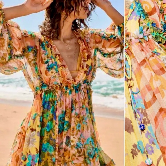 ZIMMERMANN Ruffled Floral Silk Chiffon Estelle Billow Mini Dress - Picture 2 of 5